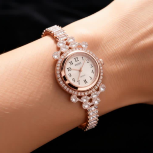 Rose Gold Crystal Bracelet Watch for Women with Sparkling Crystal Design