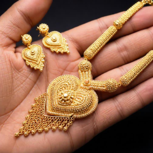 Heart Pendant Gold-Plated Necklace Set for Women | Designer Statement Jewellery